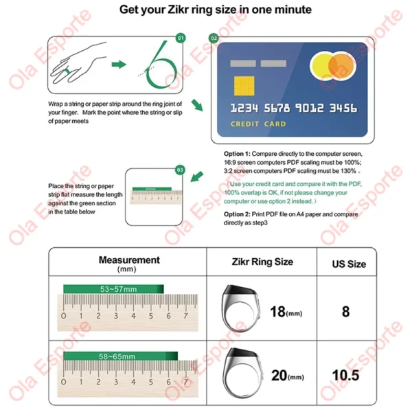 Ring Digital Tasbeeh 5 Prayer Time Vibration Reminder Waterproof Qibla - Image 2